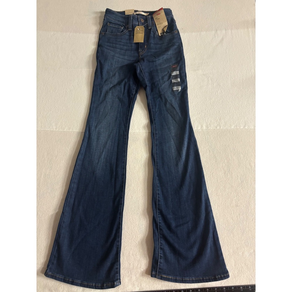 Levis 726 High Rise Flare Jeans Dark Wash Indigo W24 L32 NWT